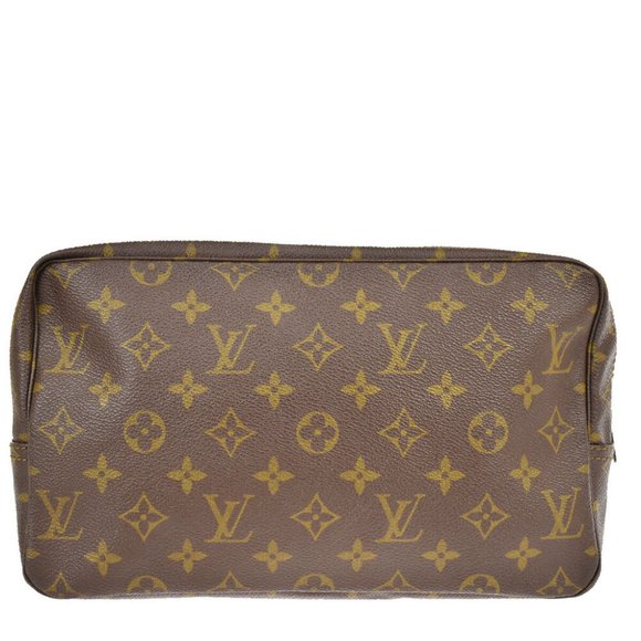 Authentic LOUIS VUITTON Trousse Toilette 28 Clutch Hand Bag Monogram Brown - Picture 1 of 8